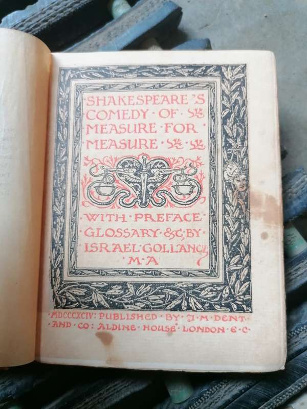 SHAKESPEARE 'S COMEDY OF S MEASURE FOR MEASURE  WITH PREFACE GLOSSARY &C, BY ISRAEL GOLLANCE MA