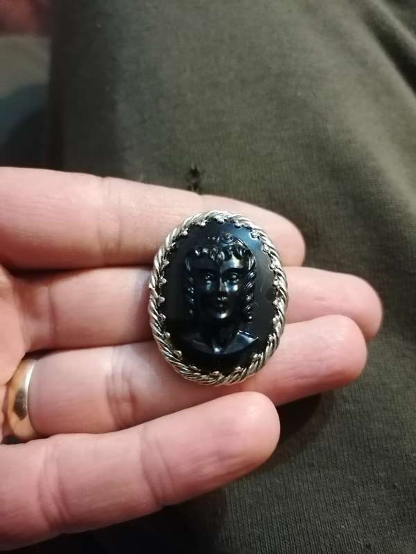 Victorian jet cameo brooch?