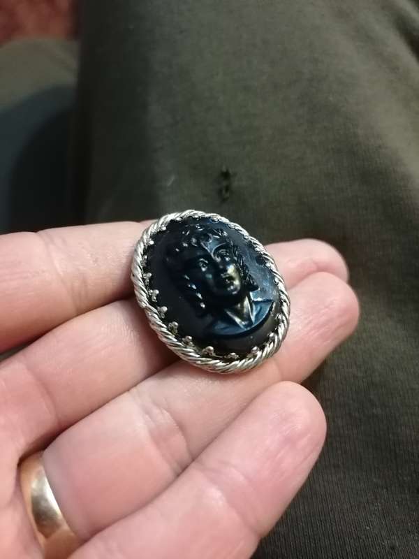 Victorian jet cameo brooch?