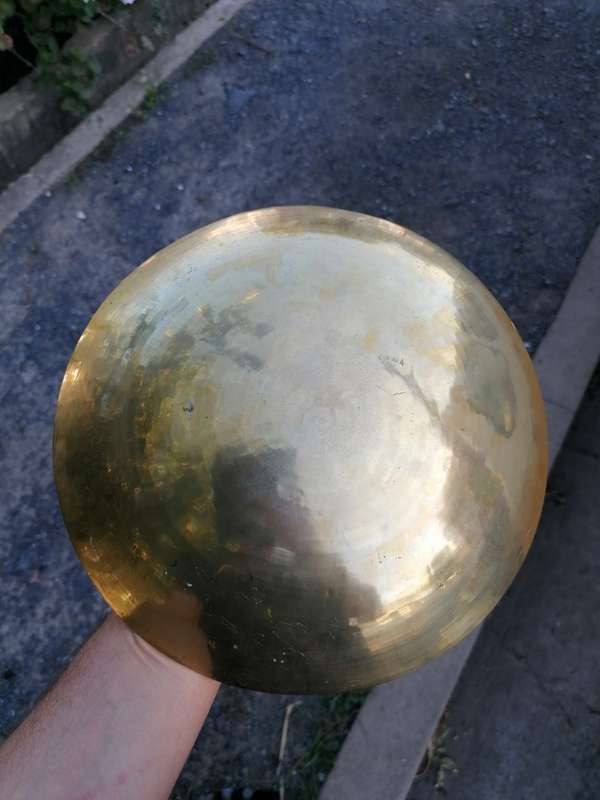 Antique Chinese Brass Bowl 2 Dragons Engraved