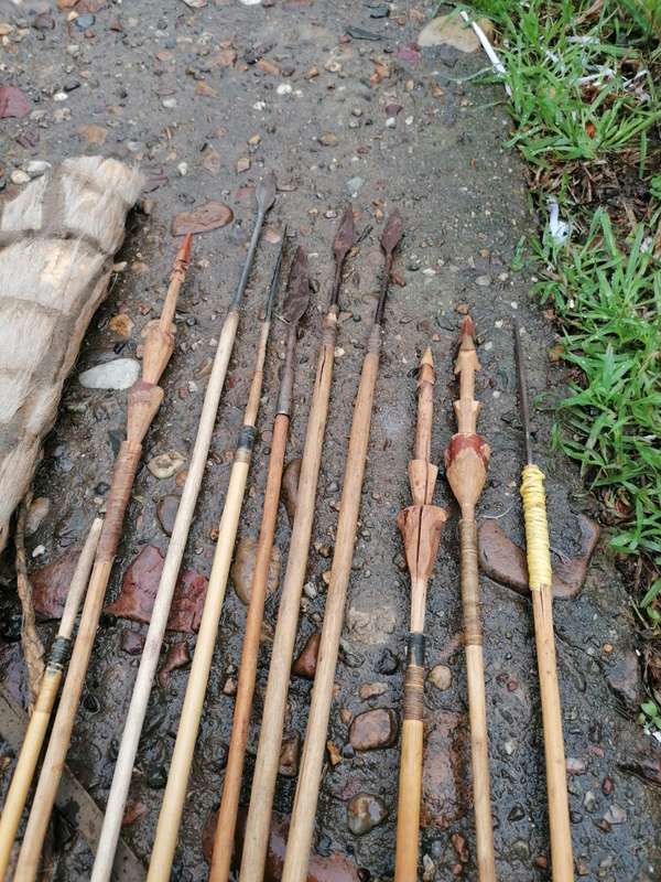 Vintage Bushmen bow and arrows with interesting hand carved spearhead