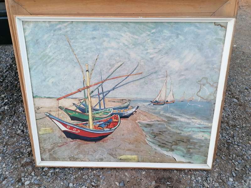 Vintage VINCENT VAN GOGH, FISHING BOATS ON THE BEACH