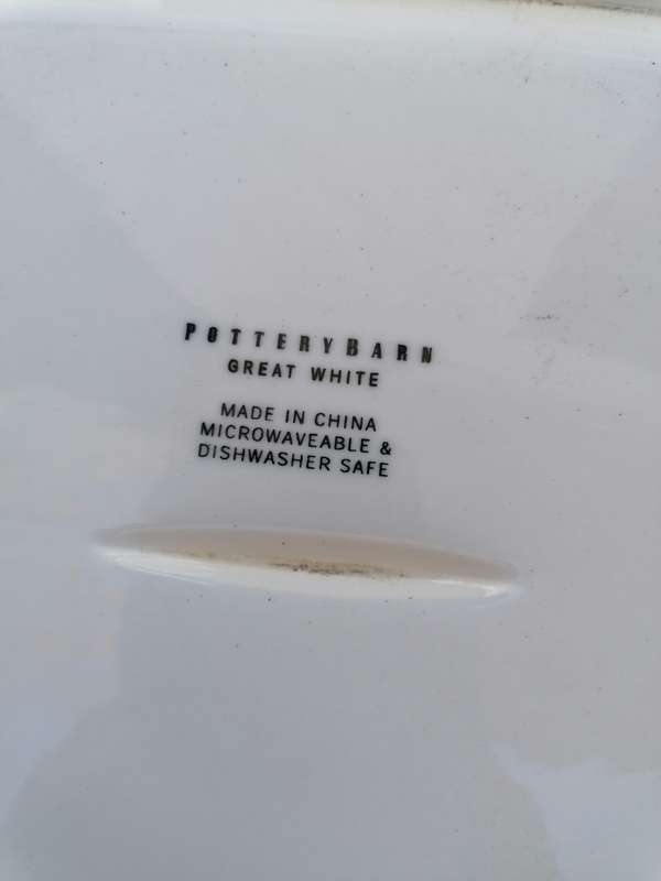 POTTERYBARN GREAT WHITE MADE IN CHINA MICROWAVEABLE & DISHWASHER SAFE