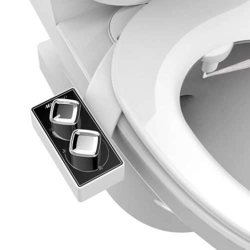 Premium Dual Nozzle Bidet Toilet Attachment with stainless steel adapters