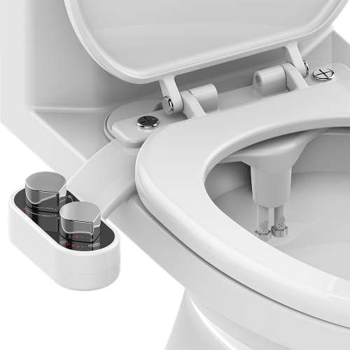 COLD WATER DUAL NOZZLE BIDET ATTACHMENT - SAVE 80% ON TOILET PAPER USAGE