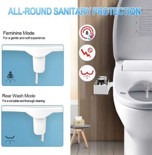 Premium Dual Nozzle Bidet Toilet Attachment with stainless steel adapters