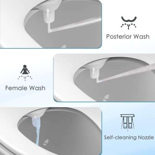 Premium Dual Nozzle Bidet Toilet Attachment with stainless steel adapters
