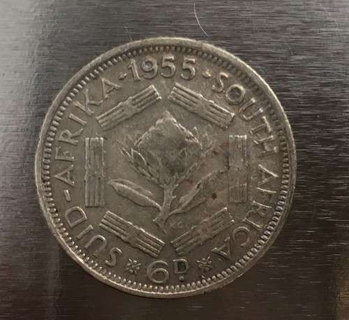 FLASH SALE - EXTREMELY RARE 1955 SILVER 6D SA COIN ***EXCELLENT CONDITION***