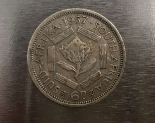 FLASH SALE - EXTREMELY RARE 1957 SILVER 6D SA COIN ***EXCELLENT CONDITION***