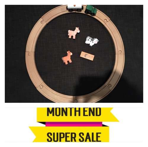 **Lowest Price - Wooden Train Track with trains and props