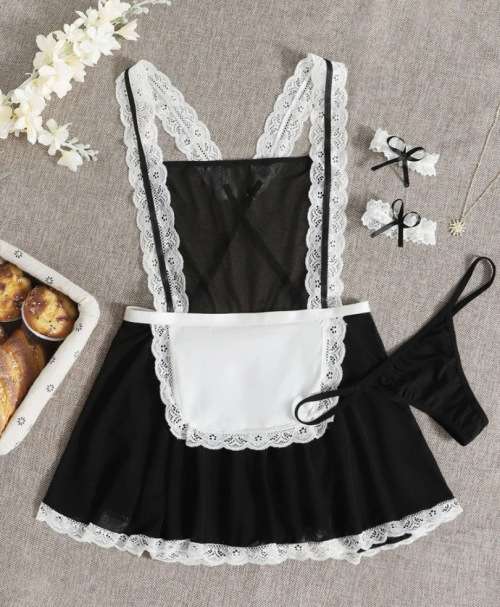 **New stock unpacked : Gorgeous 3 piece French Maid Lingerie set **
