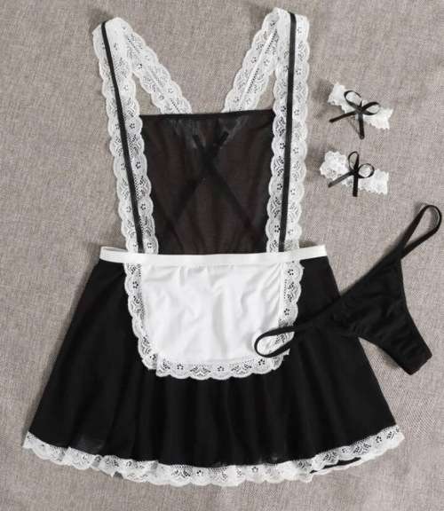 **New stock unpacked : Gorgeous 3 piece French Maid Lingerie set **