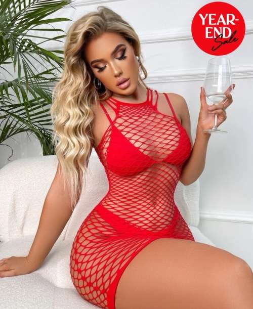 **80% off Xmas Deals : Stunning mesh cut out halter bodycon**