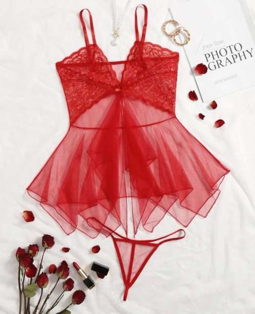 **Excellent Valentines Deals: Stunning Lace sheer halter lingerie with FREE matching thong**