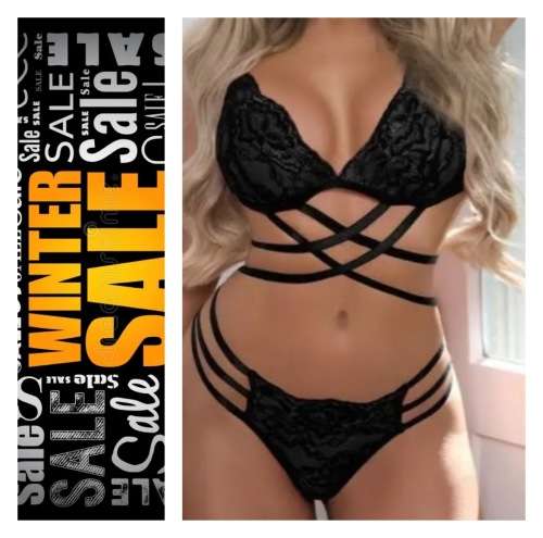**New Stock Unpacked : Criss Cross Halter Floral Lace lingerie set**