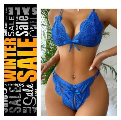 **80% Off : Floral Embroidered Mesh triangle lingerie set**