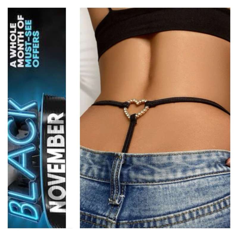 **Black November Specials : 60% off diamante Heart rhinestone thong**