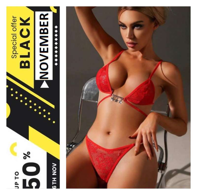 **Black November Sale: 60% Off Diamante Lace Harness lingerie set**