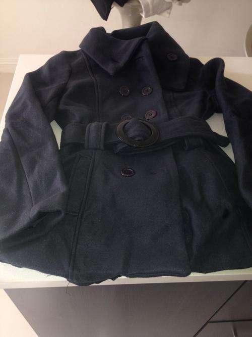 Fleeced Black Double Breasted Coat