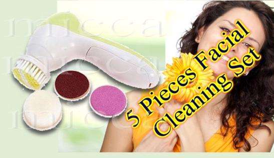 File Massager & Brush 5 Pieces Facial Cleaning Set