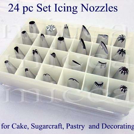 24 pc Set Icing Nozzles for Cake, Sugarcraft, Pastry  and Decorating