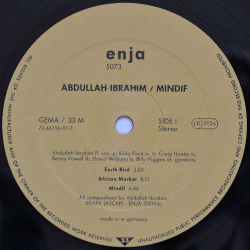 ABDULLAH IBRAHIM, MINDIF, GERMAN PRESSING, NEAR MINT