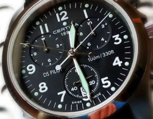 Certina DS Pilot Chronograph  with ETA Cal. 251.262 27-jewel movement that is used by Tag Heuer`s