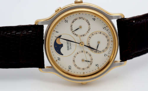 Seiko Chronograph with Moonphase - like New . Absolutely Stunning . (Make an offer)