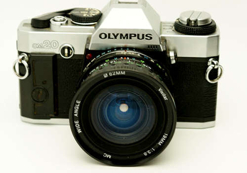 Olympus OM20 35mm with vivitar Ultra Wide wide angle lens - F3.6 19mm
