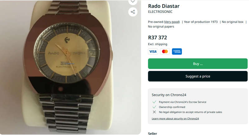 Rado Diastar ELECTROSONIC (Tuning fork). Tungsten carbide. Sapphire crystal
