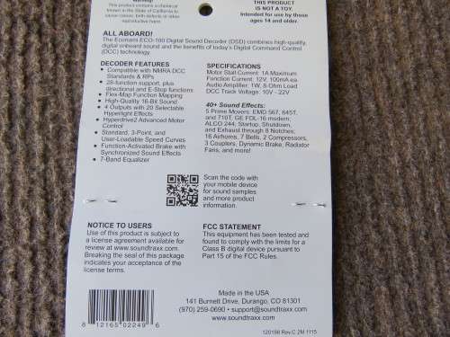 Eco-100 DCC sound decoder