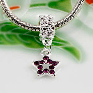 Glitter Star Sterling Silver Plated European Style Charm Bead (NOT cheap alloy - NO Nickel)