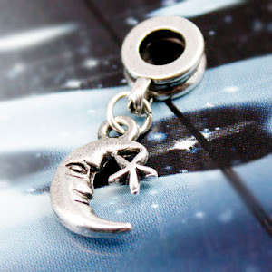 Moon and the Star Silver Sterling Silver Pandora Style Bead (NOT cheap alloy - NO Nickel)