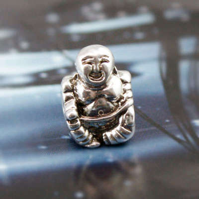 Smiling Buddha Sterling Silver Pandora Style Bead (NOT cheap alloy - NO Nickel)