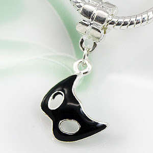 Black Mask Sterling Silver Plated European Style Charm Bead (NOT cheap alloy - NO Nickel)