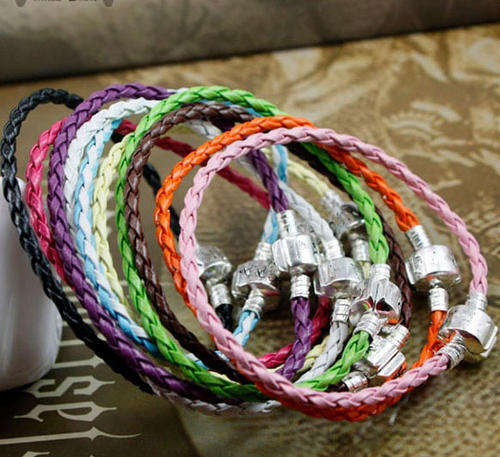 Genuine Leather Braided Pandora Style Bracelet
