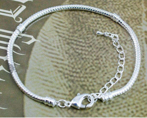 Silver Pandora Style Bracelet with Crocodile Clip