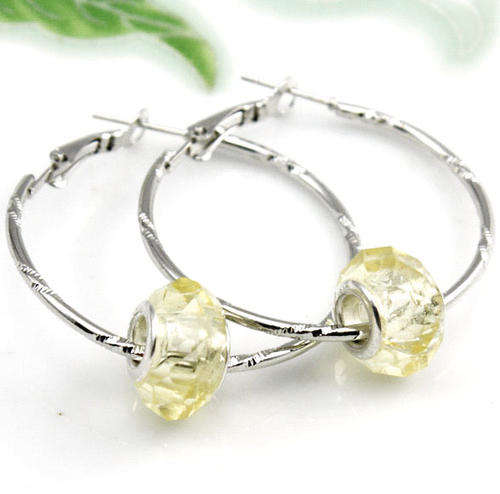 Crystal Glass Hoop Pandora Style Earring
