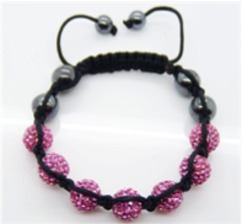 Pink Quality Shamballa Clay Crystal Disco Balls Macrame Friendship Bead Bracelets
