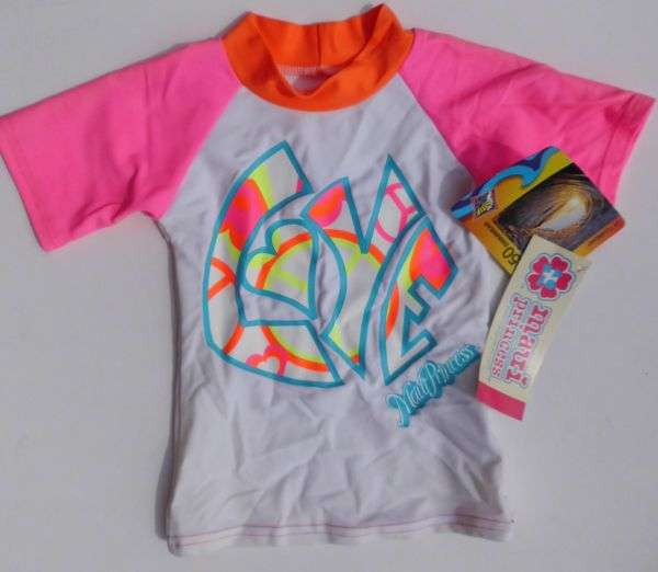 Kid swimming top :: white with orange collar :: Ages 2-3