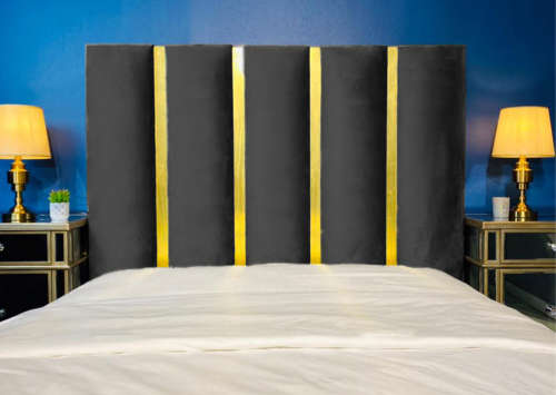 Holly Headboard Mirror Gold Velvet