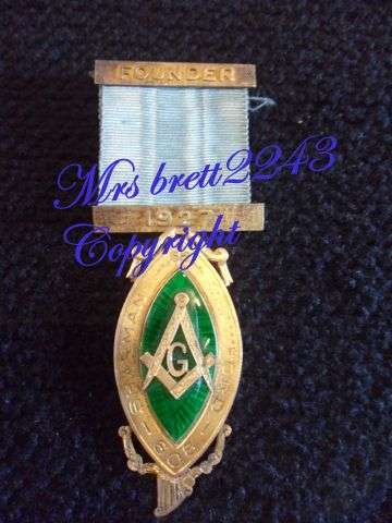 Masonic Freemason Past Master Medal ~ Sharman Crawford 1927 with Founder Bar