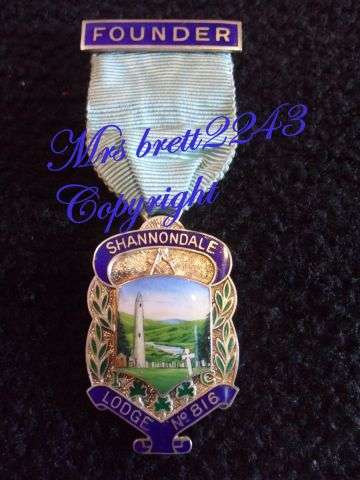Masonic Freemason Shannondale Lodge no 816 Medal with Founder Bar