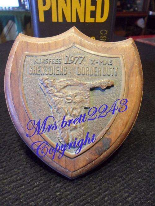 SWA GRENSDIENS Kersfees 1977 Plaque/BORDER DUTY X-Mas