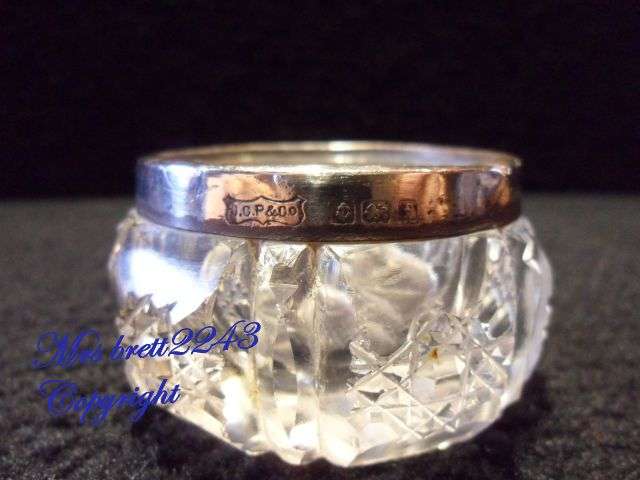 Hallmarked Silver Rimmed Crystal Bowly ~Birmingham 1905