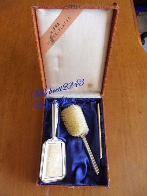 Hifra Silver Plated Vintage Hair Brush Set In Box ~ R1 START
