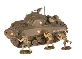 M4A3 Sherman tank & 3 US Infantry figures, US Army