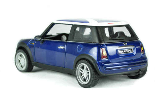 BMW Mini Cooper S in blue with St. Andrew`s flag (Scotland)