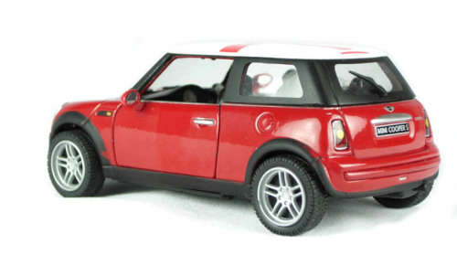 BMW Mini Cooper S in red with St. George`s Cross. (England)