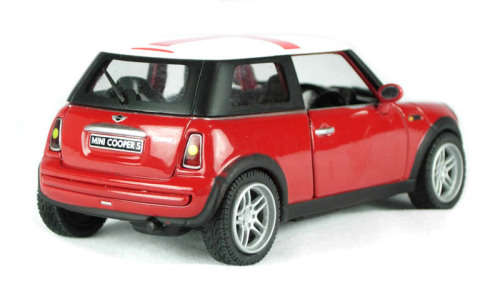 BMW Mini Cooper S in red with St. George`s Cross. (England)